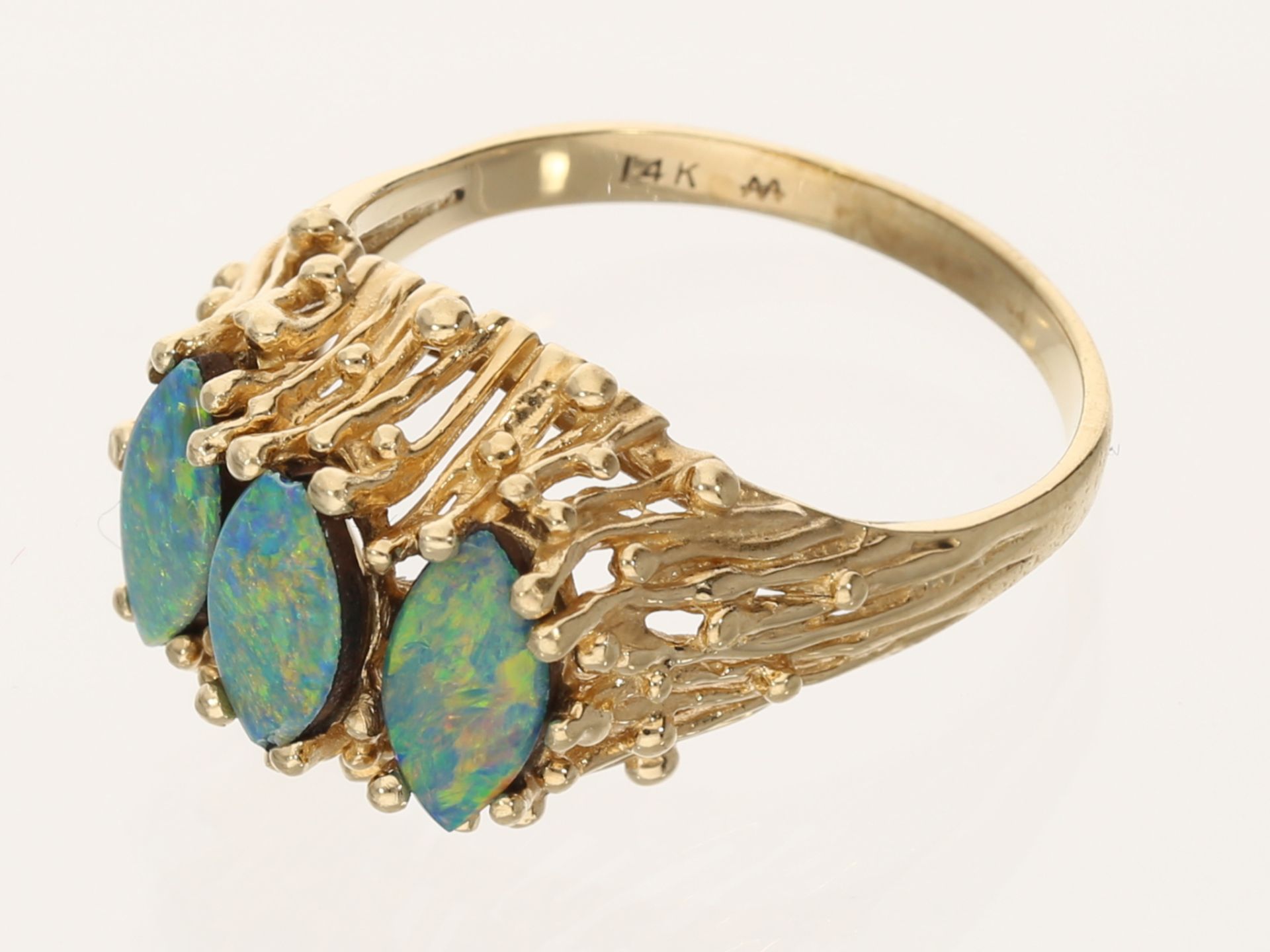 Ring: dekorativer vintage Designer-Goldschmiedering mit Opalbesatz - Image 3 of 3