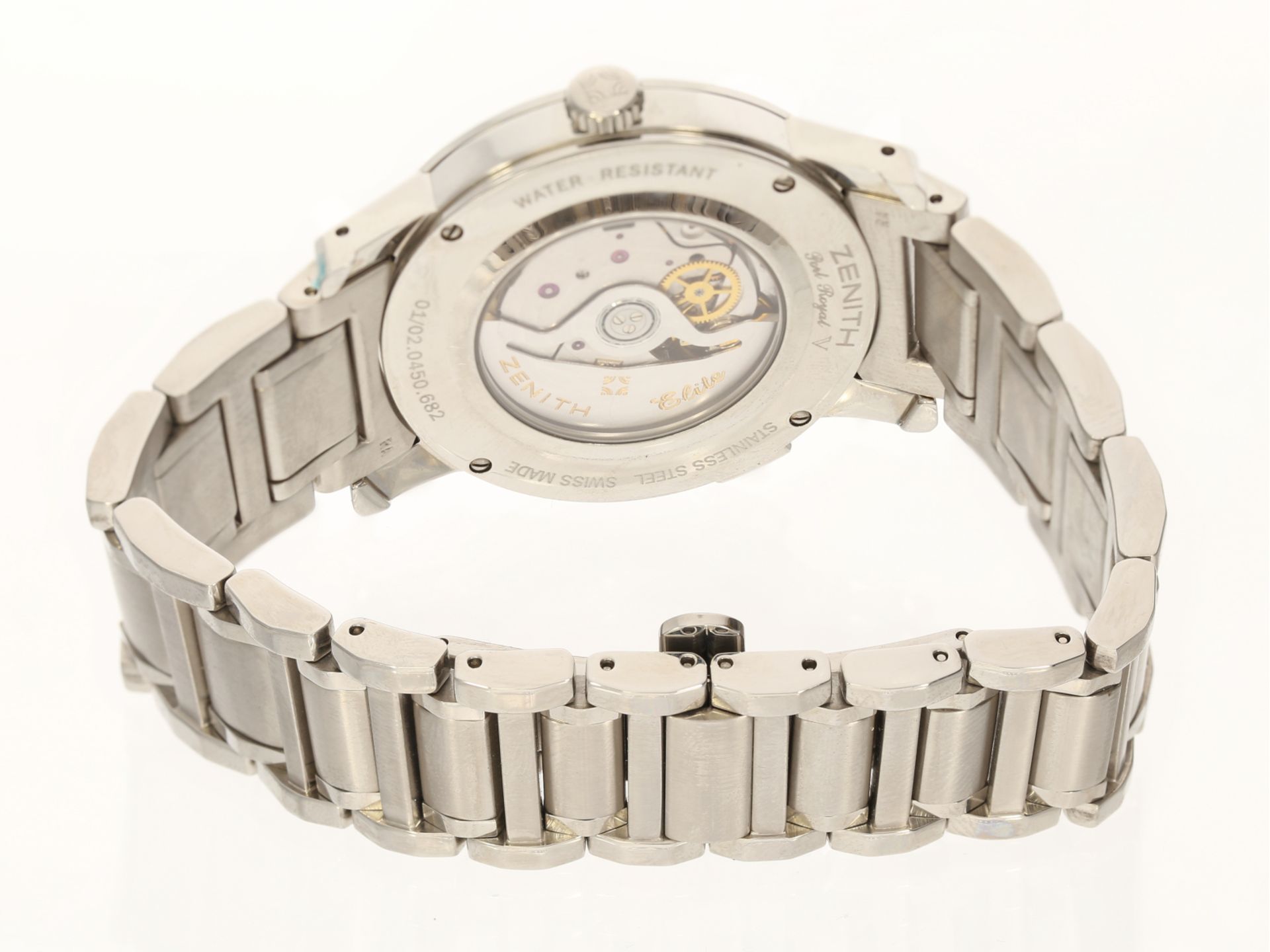 Armbanduhr: sportliche Zenith Elite Port Royale V in Stahl, 01.02.04450.682, GMT, mit Box - Bild 3 aus 3