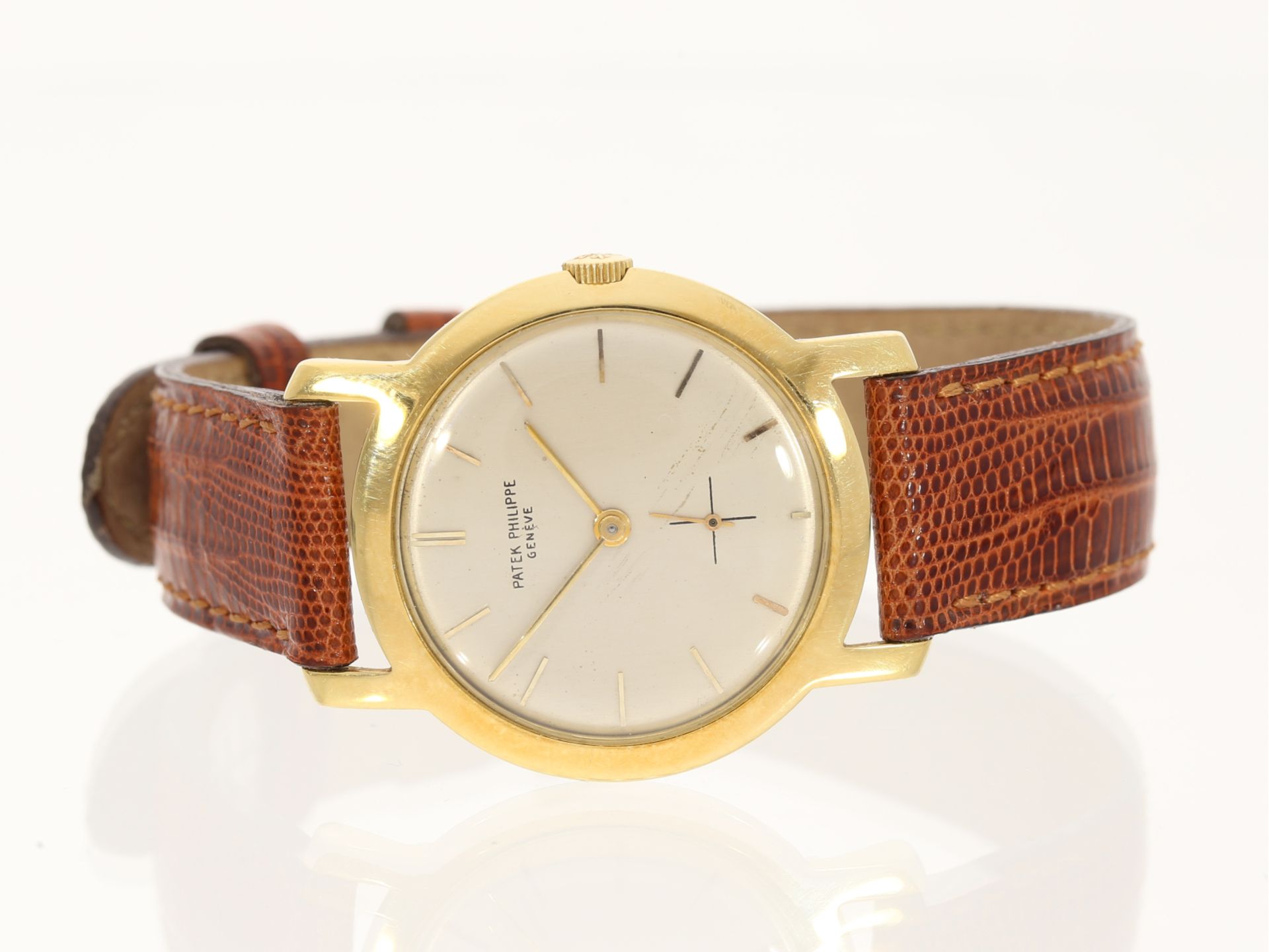 Armbanduhr: vintage Patek Philippe Calatrava REF.2506/1 in 18K Gold, mit Stammbuchauszug, 1954