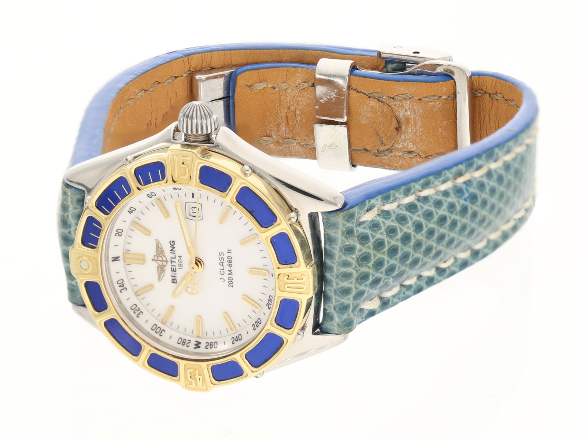 Armbanduhr: sportliche Damenuhr "J Class" von Breitling, Stahl/Gold, Ref. D52065, 1990er - Bild 2 aus 3