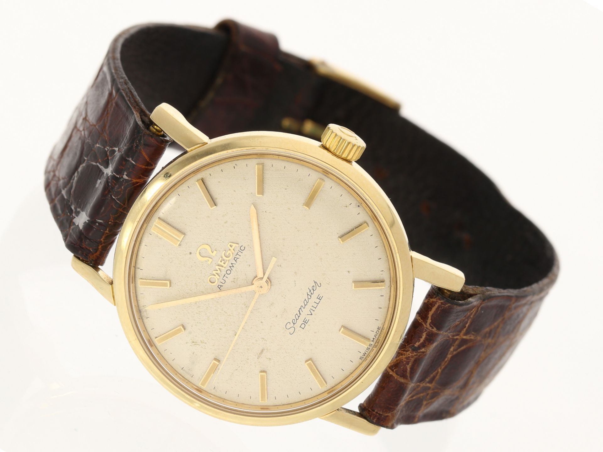 Armbanduhr: vintage Omega Seamster De Ville in 14K Gold, 1960er