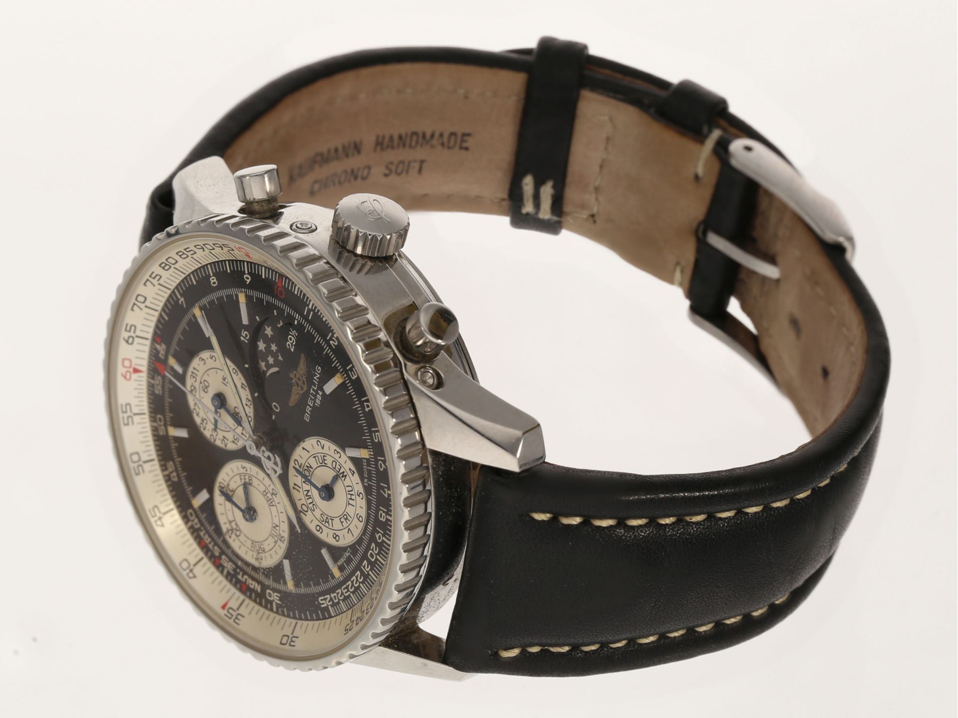 Armbanduhr: Breitling Navitimer 1461 Chronograph in Stahl, Re. A19022, limitiert No. 164/250 - Bild 2 aus 6