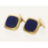 Manschettenknöpfe: Paar dekorative vintage Manschettenknöpfe mit Lapislazuli, 14K Gold,