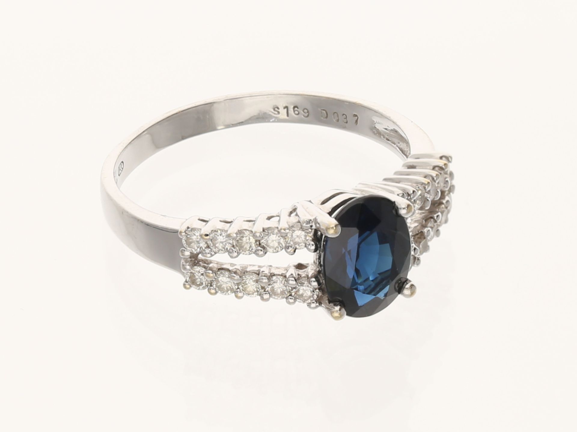 Ring: feiner Saphir/Brillant-Ring, ca. 1,5ct Edelsteinbesatz - Image 3 of 3