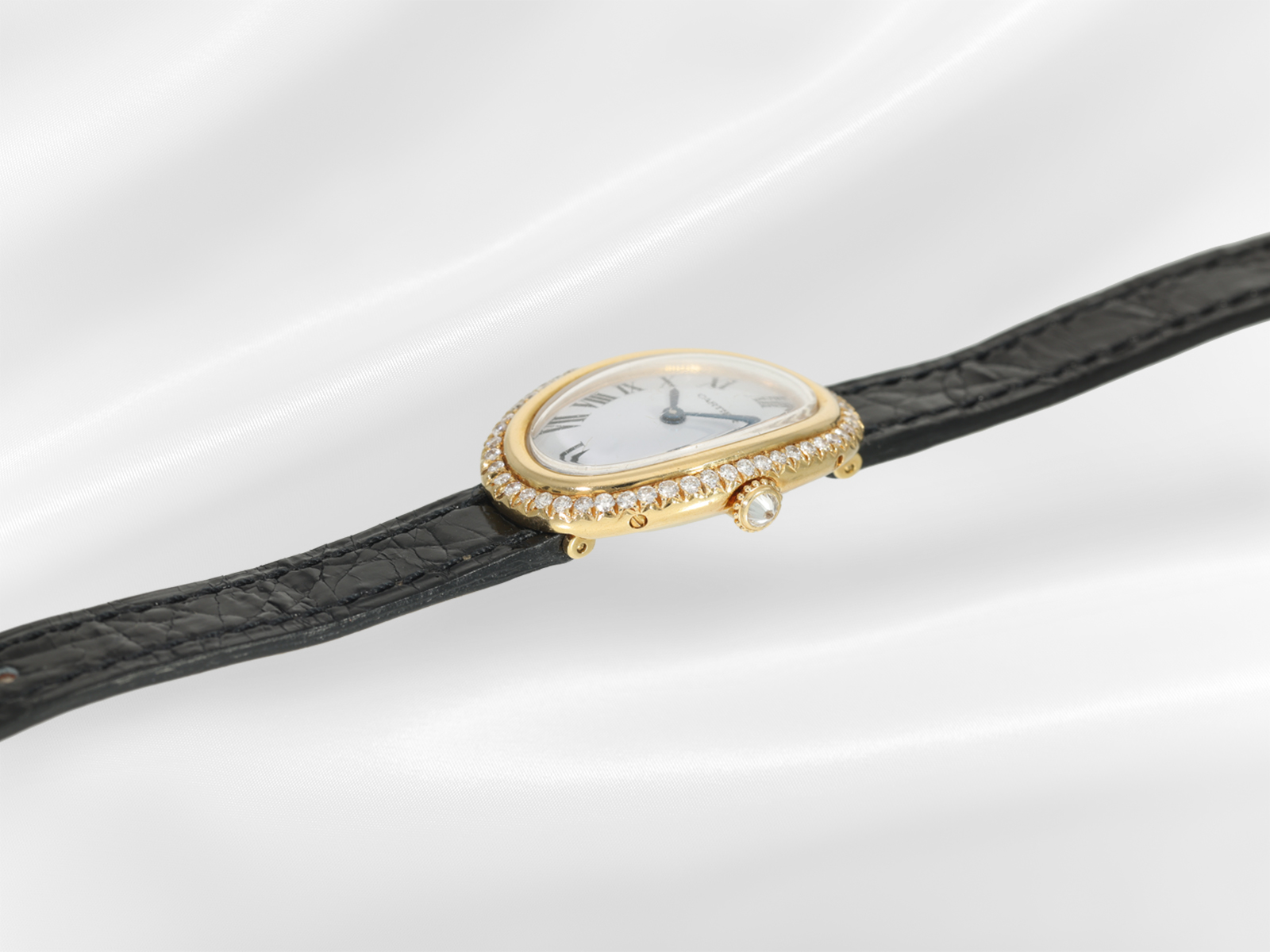 Wristwatch: luxurious, rare Cartier Baignoire ladies' wristwatch in 18K yellow gold with brilliant-c - Image 3 of 4