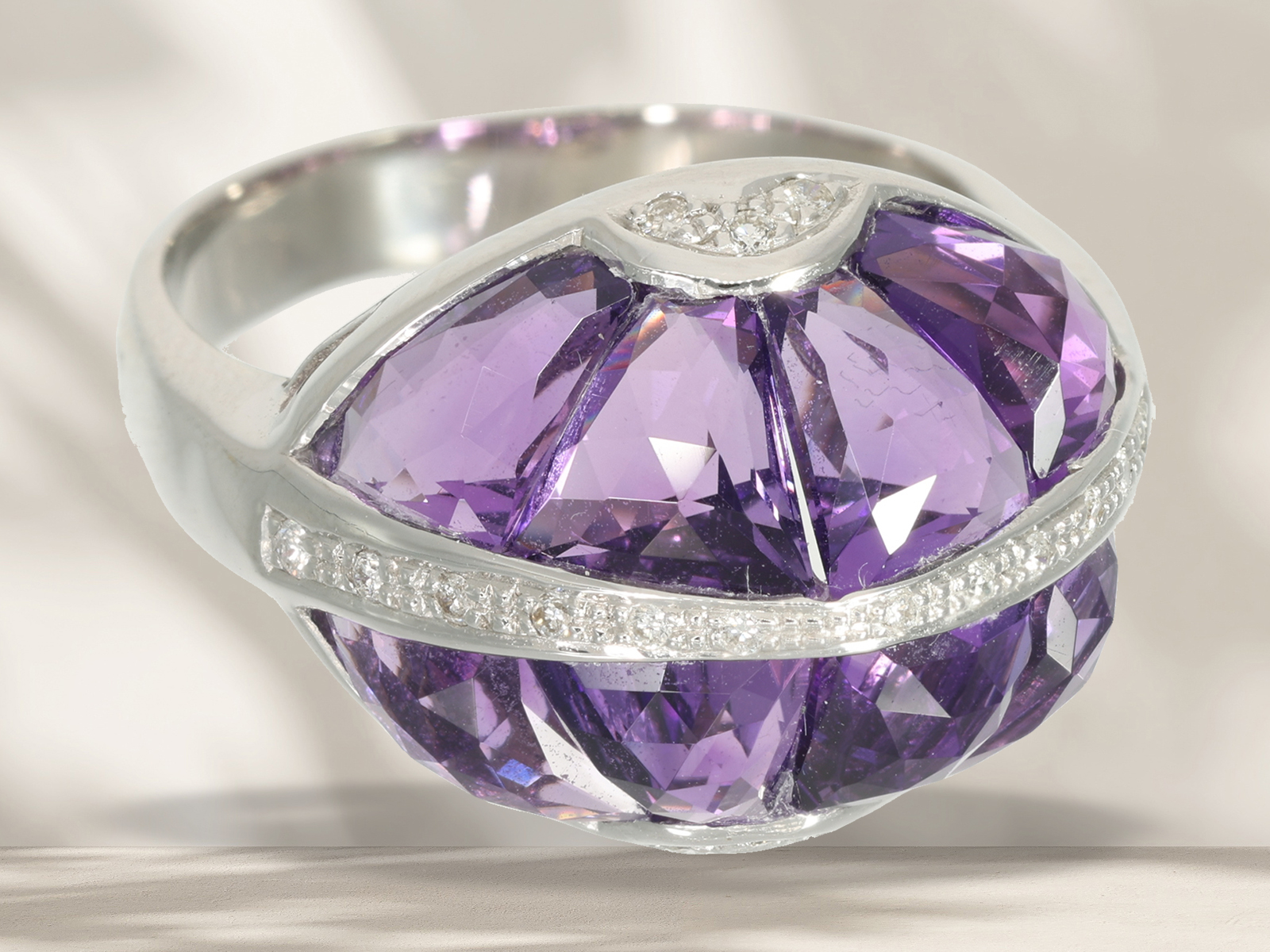 Ring: exceptional designer ring with brilliant-cut diamonds and amethysts, cocktail ring - Image 5 of 7