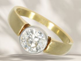 Ring: vintage Solitär-Diamant-Goldschmiedering, Altschliff-Diamant von ca. 1,5ct