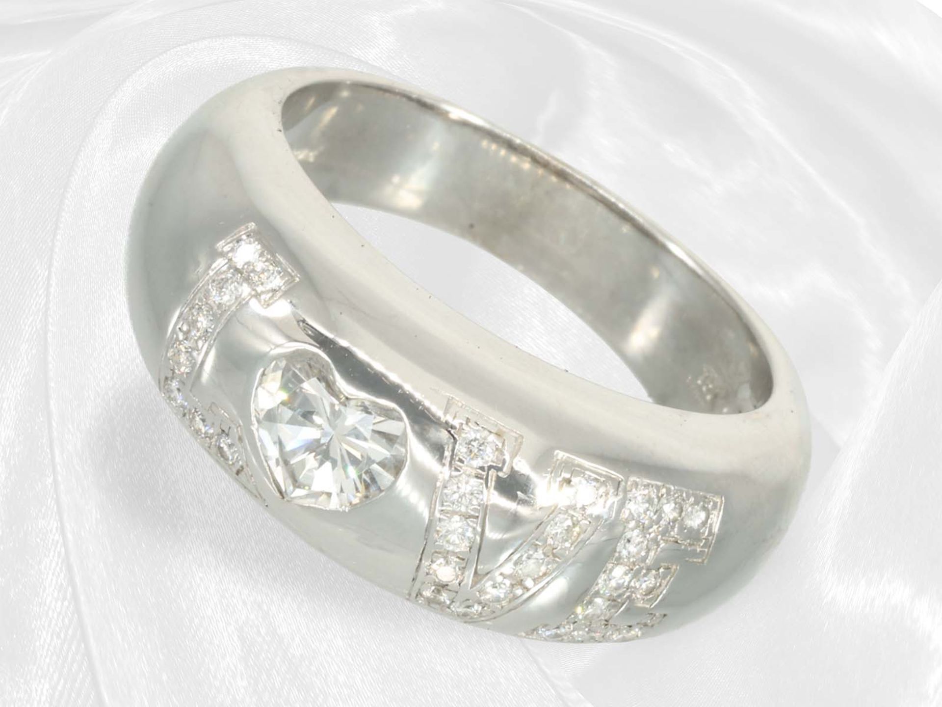 High quality designer white gold ring "Love" with brilliant-cut diamonds, signed Chopard, including 