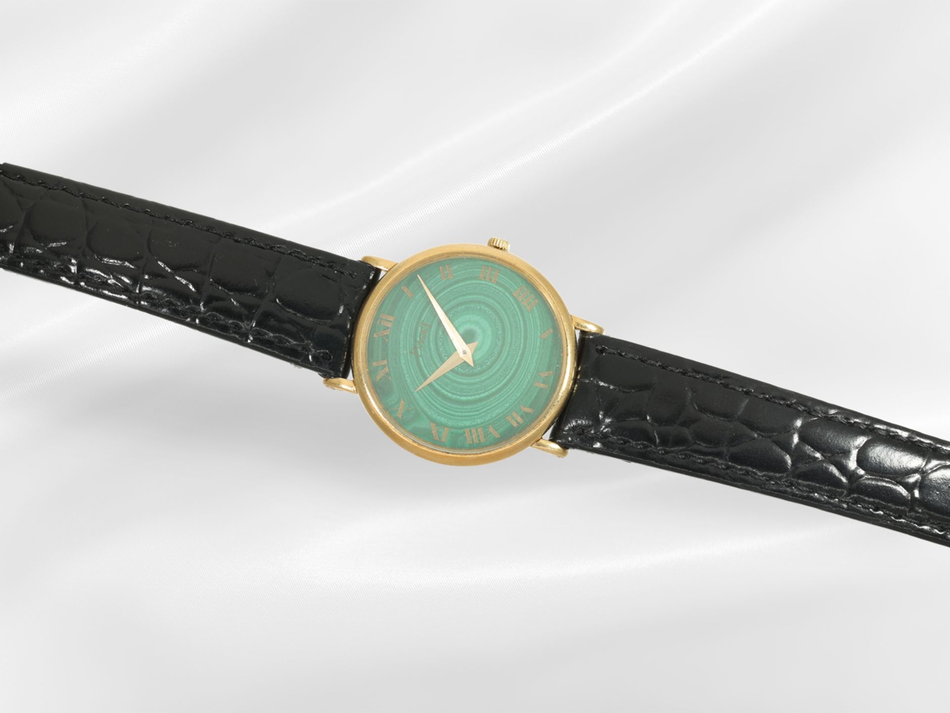Armbanduhr: seltene vintage Piaget Damenuhr Ref.9015 mit Malachit- Zifferblatt, Originaletui - Bild 2 aus 5