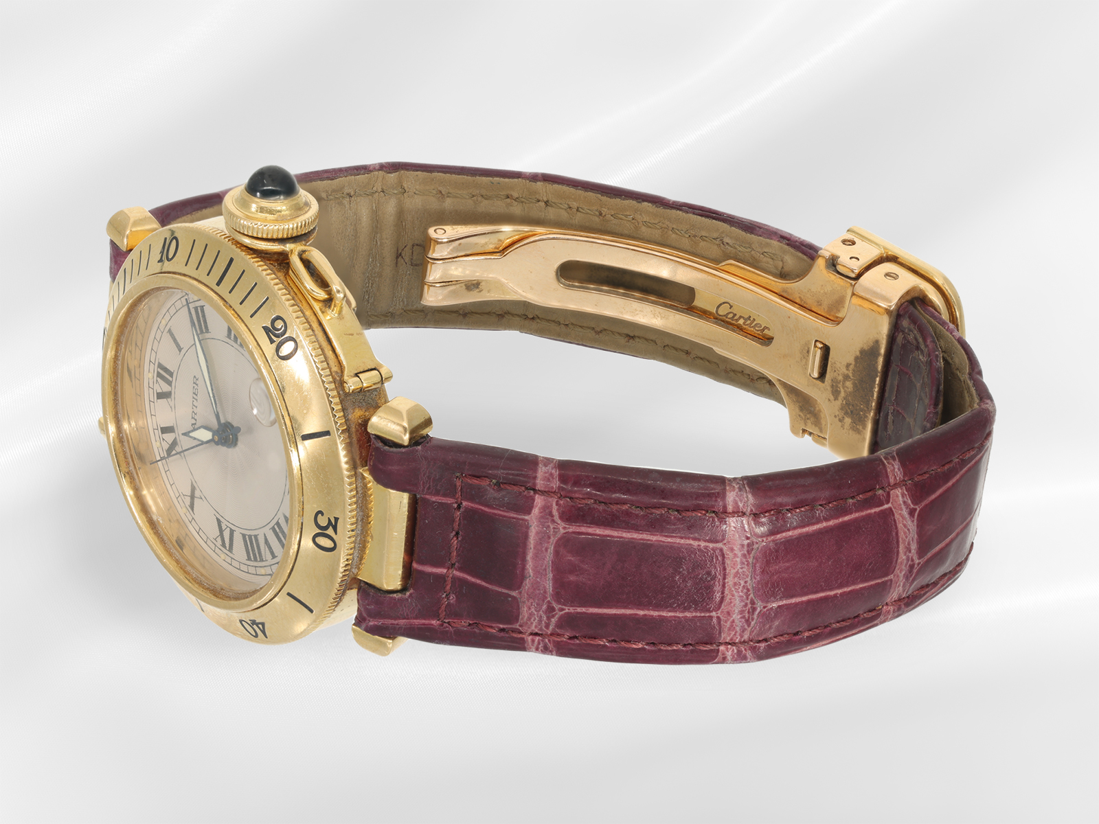 Wristwatch: luxury Cartier Pasha Automatic Medium Ref.1035, 18K gold men's watch with original brace - Image 4 of 4