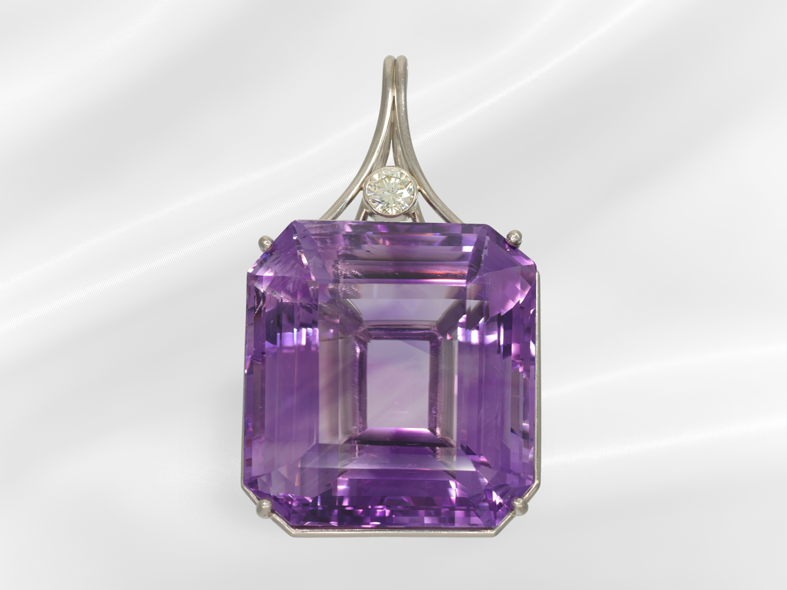 Chain/pendant: important goldsmith jewellery with amethyst of approx. 200ct, platinum, unique piece - Image 5 of 8