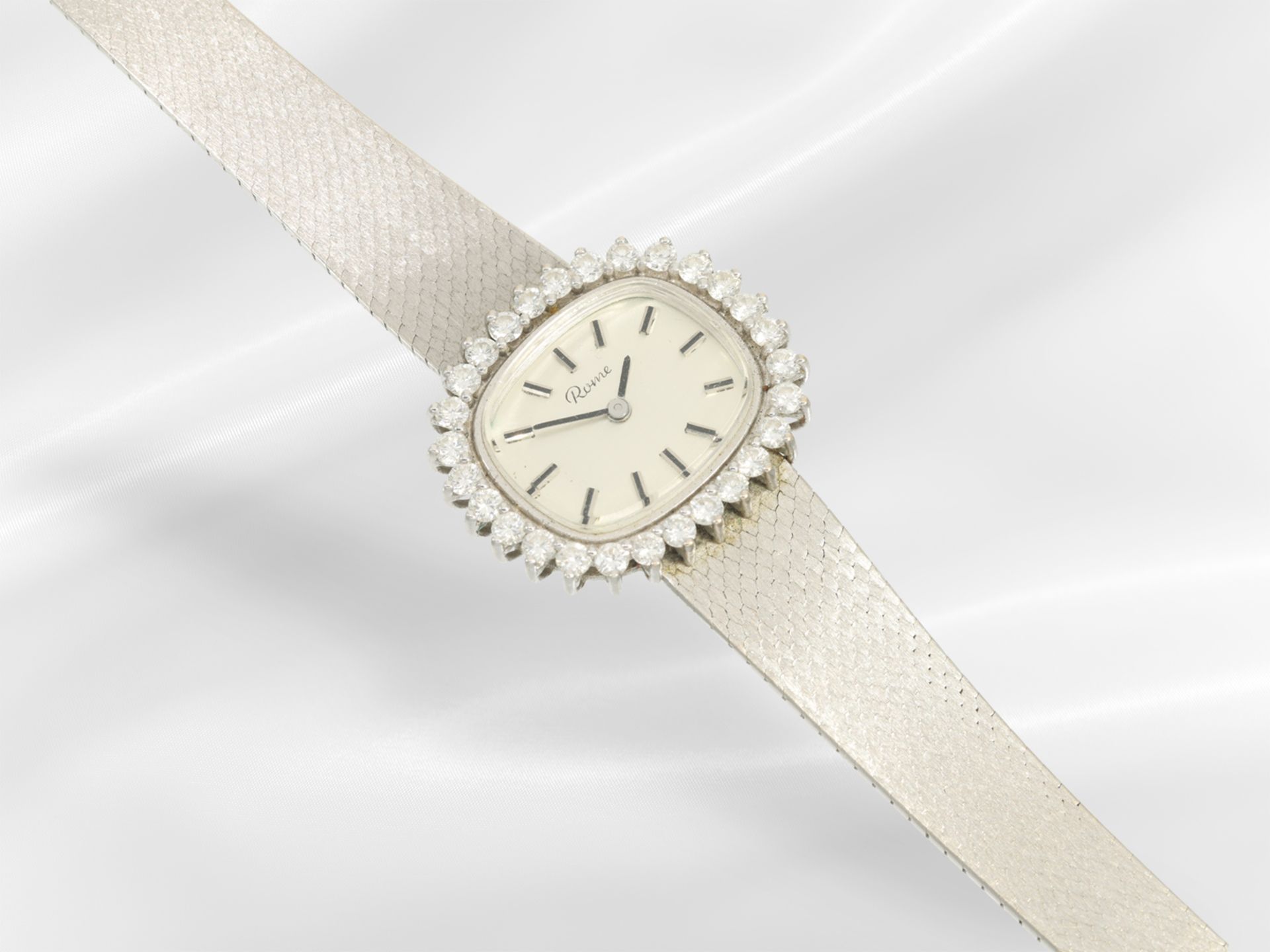 Armbanduhr: weißgoldene vintage Damenuhr mit Brillanten, ca. 1,1ct - Bild 2 aus 4