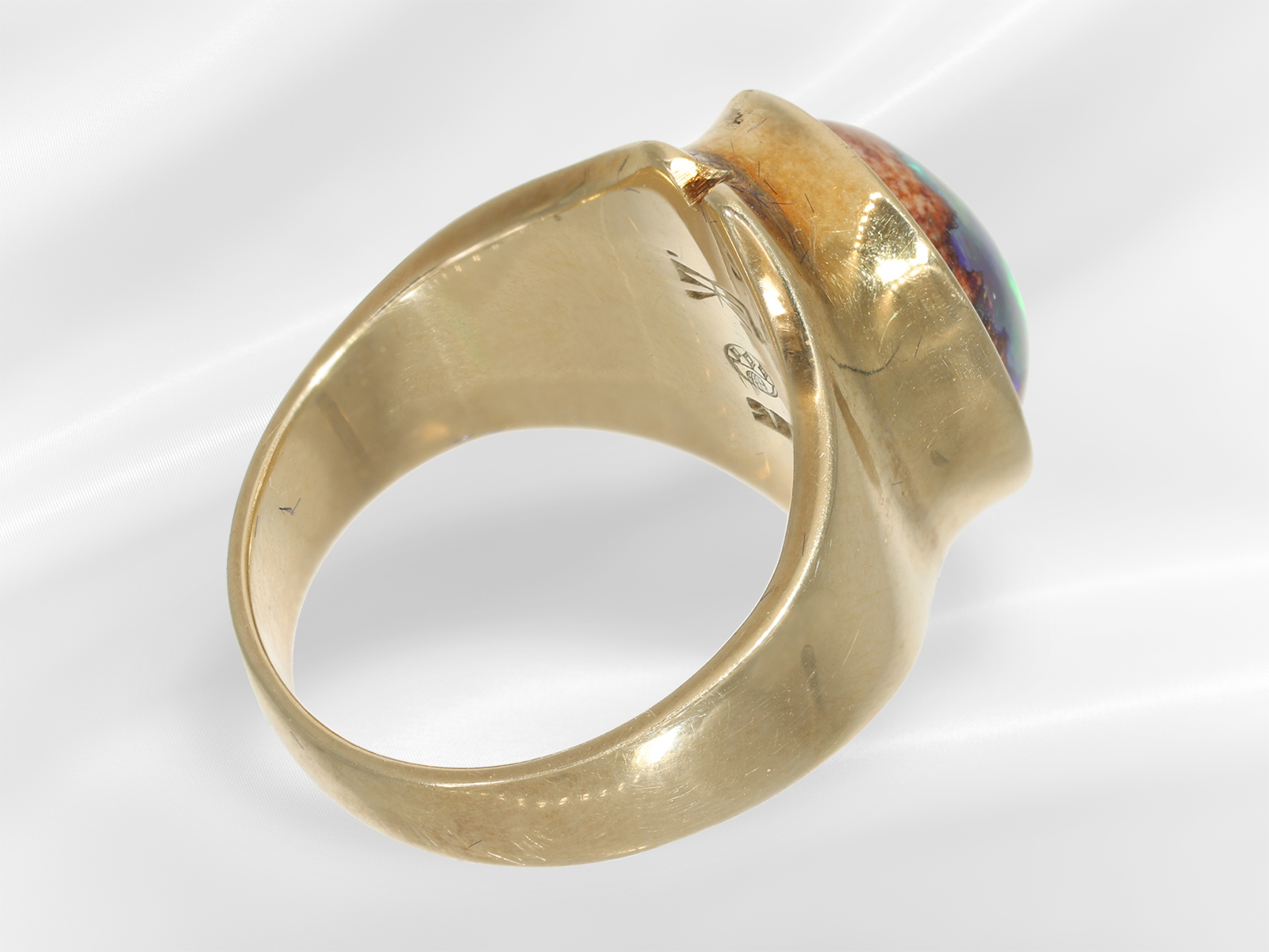 Ring: interesting gold jewellery ring with very beautiful opal, 14K gold - Image 4 of 5