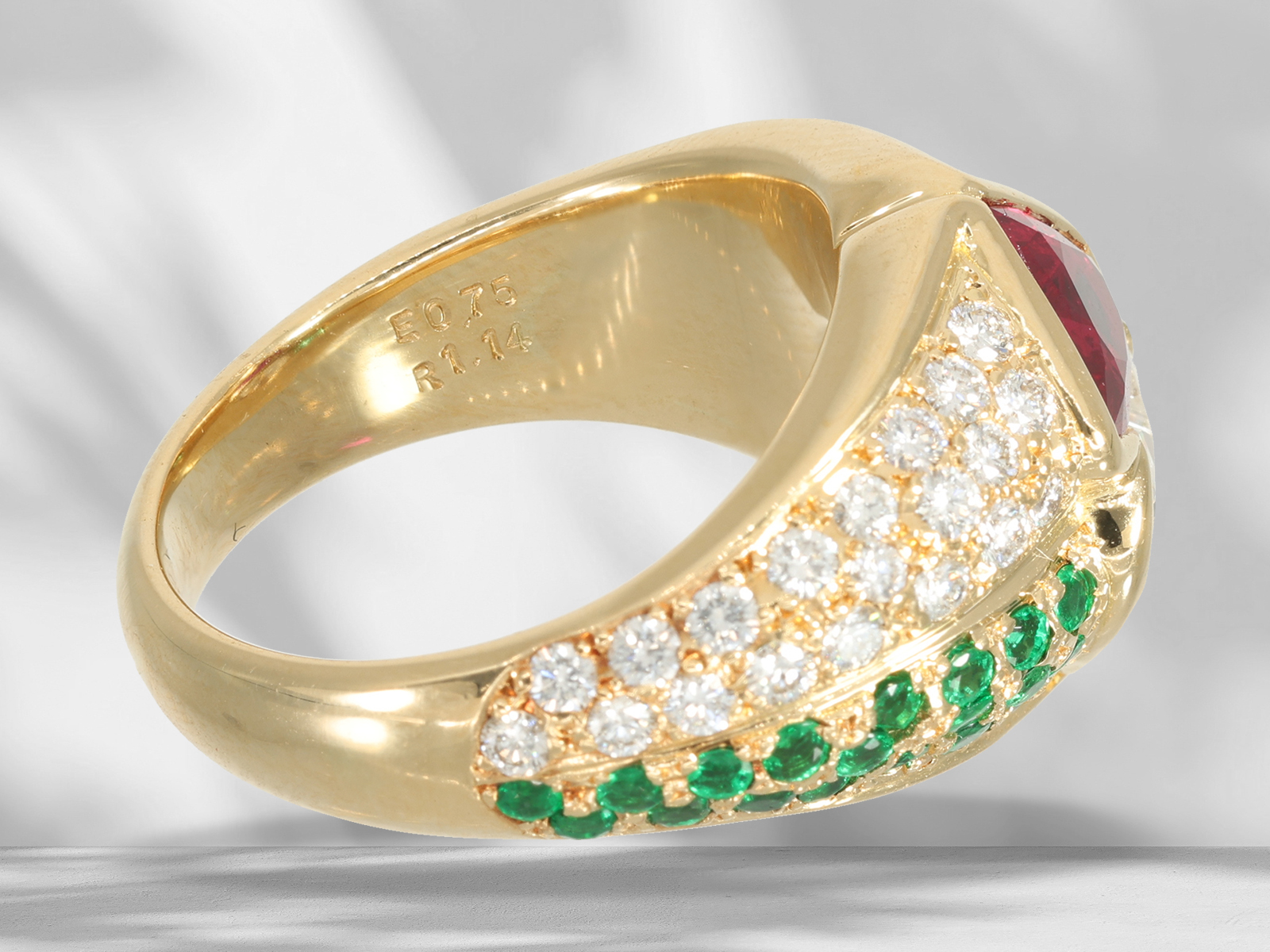 Ring: unique goldsmith's design with very precious stones, ruby, diamond, emerald - Image 6 of 6