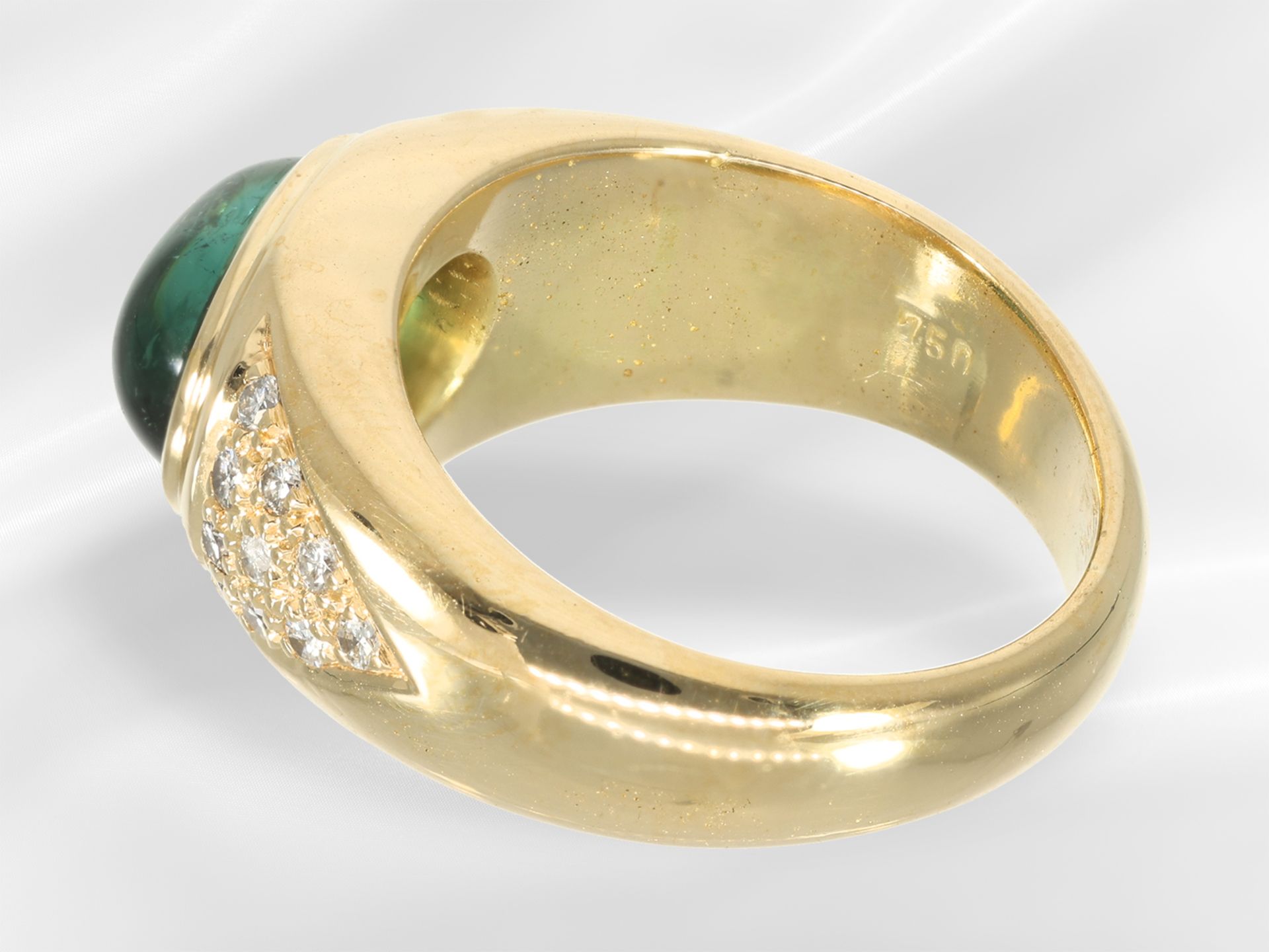 Ring: heavy gold jewellery ring set with brilliant-cut diamonds and tourmaline - Image 5 of 5