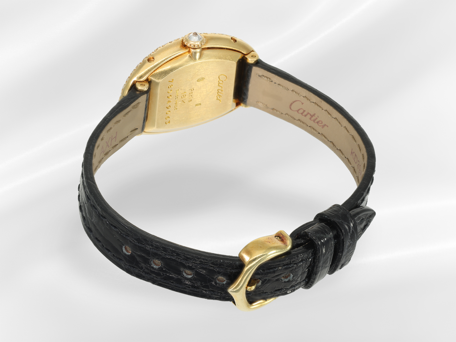 Wristwatch: luxurious, rare Cartier Baignoire ladies' wristwatch in 18K yellow gold with brilliant-c - Image 4 of 4