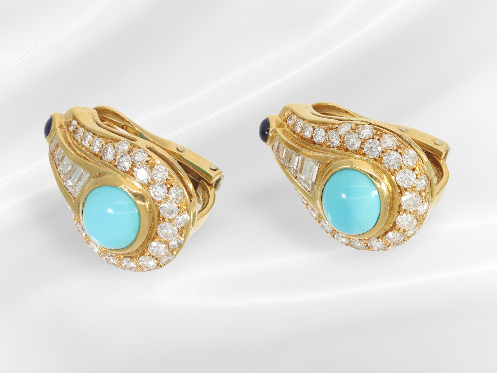 Extremely decorative turquoise/sapphire jewellery set with abundant brilliant-cut diamonds/diamonds, - Image 6 of 7