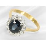 Ring: attractive white gold sapphire/diamond goldsmith flower ring, approx. 2.76ct