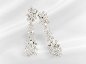 Ohrringe: äußerst attraktive Diamant/Brillant-Ohrstecker, ca. 3ct, Handarbeit aus 18K Weißgold
