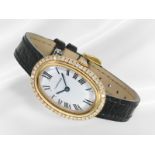 Wristwatch: luxurious, rare Cartier Baignoire ladies' wristwatch in 18K yellow gold with brilliant-c