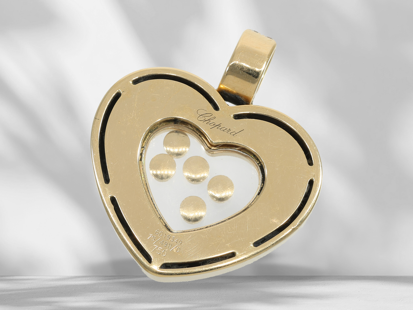 Pendant: extremely luxurious, large Chopard "Happy Diamonds" heart pendant, 18K yellow gold, approx. - Image 3 of 3