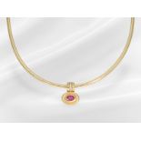 Chain/necklace: attractive vintage omega choker with ruby/brilliant-cut diamond clip, handcrafted fr
