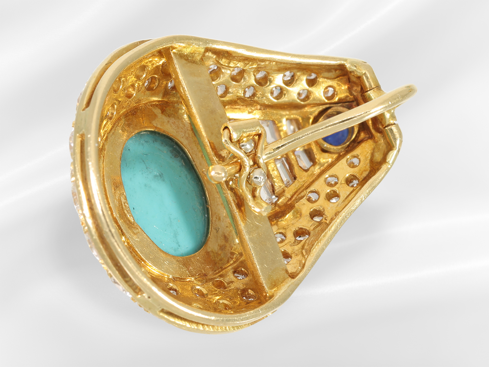 Extremely decorative turquoise/sapphire jewellery set with abundant brilliant-cut diamonds/diamonds, - Image 4 of 7