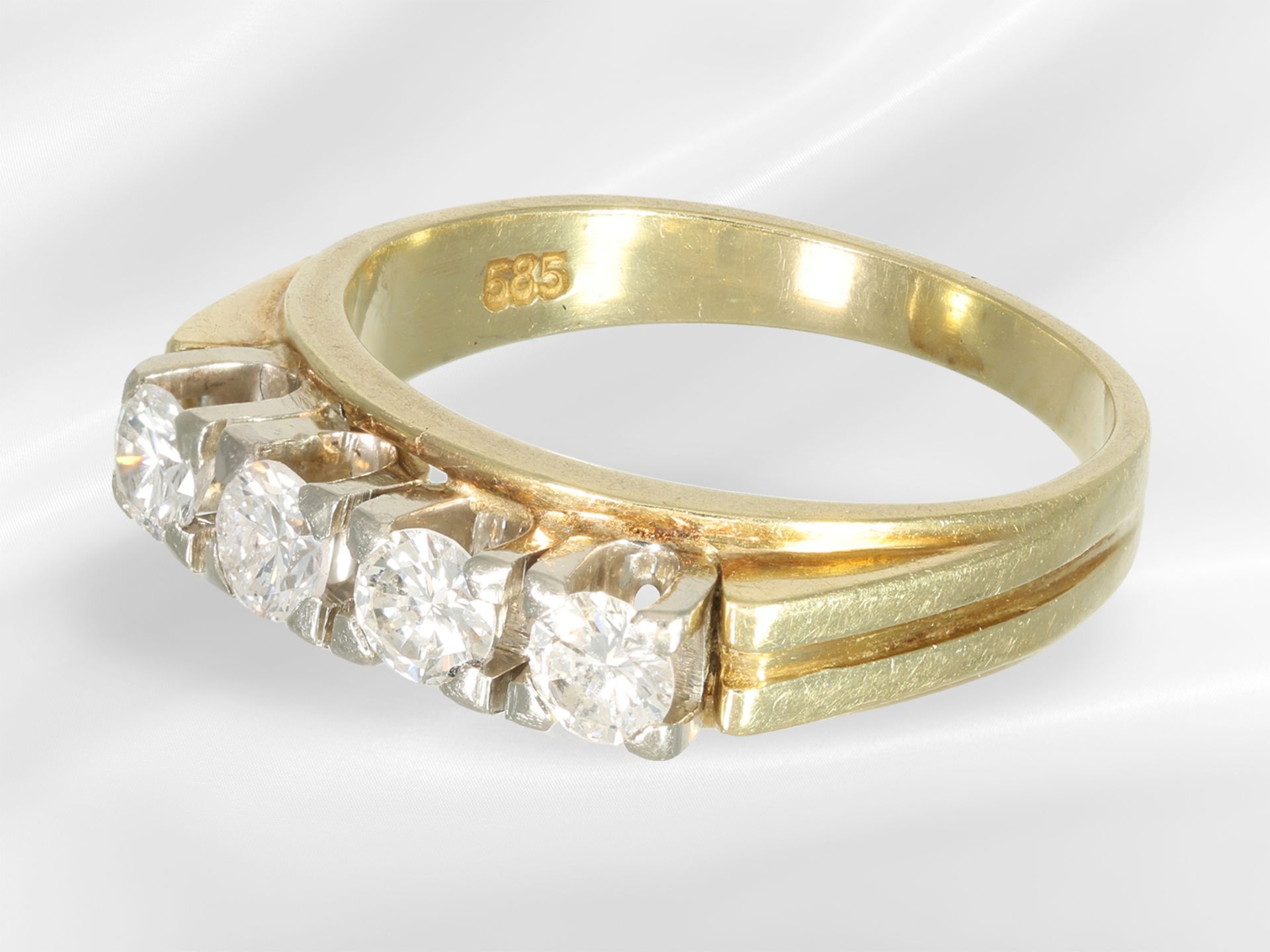 Ring: vintage Brillant/Gelbgoldring, ca. 0,68ct - Bild 2 aus 4