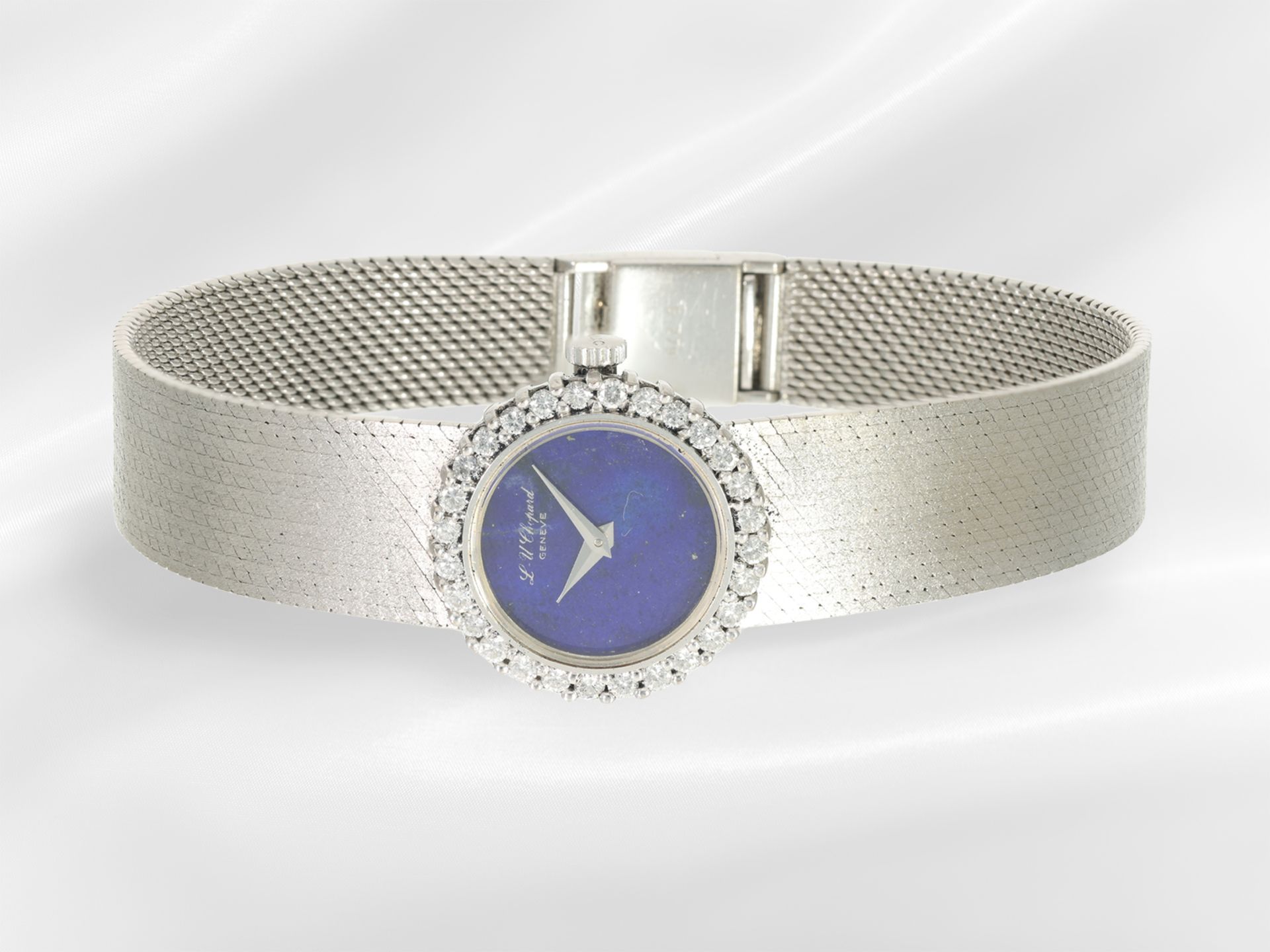 Armbanduhr: luxuriöse Damenuhr von Chopard mit Brillantlünette und Lapislazuli- Zifferblatt - Bild 2 aus 4