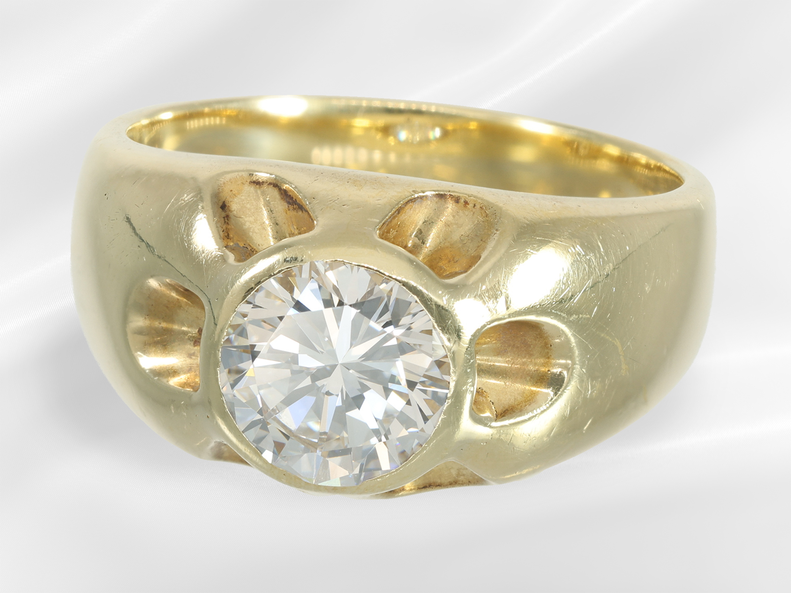 Ring: gold men's ring/ladies' ring with a brilliant-cut diamond in top quality, 2.03ct, HRD report - Image 2 of 5