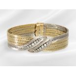 Bracelet: decorative and elaborately crafted bicolour goldsmith bracelet with fine brilliant-cut dia