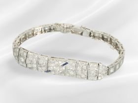 Armband: sehr schönes, antikes Art déco Diamant Goldschmiedearmband aus Platin, ca. 4ct Diamanten