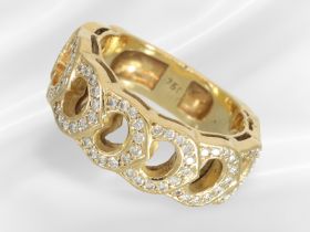 Ring: sehr hochwertig und aufwendig gearbeiteter Designer-Brillant-Goldschmiedering, 18K Gold