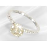Ring: white gold brilliant-cut diamond solitaire ring, fancy brilliant-cut diamond of approx. 1.62ct