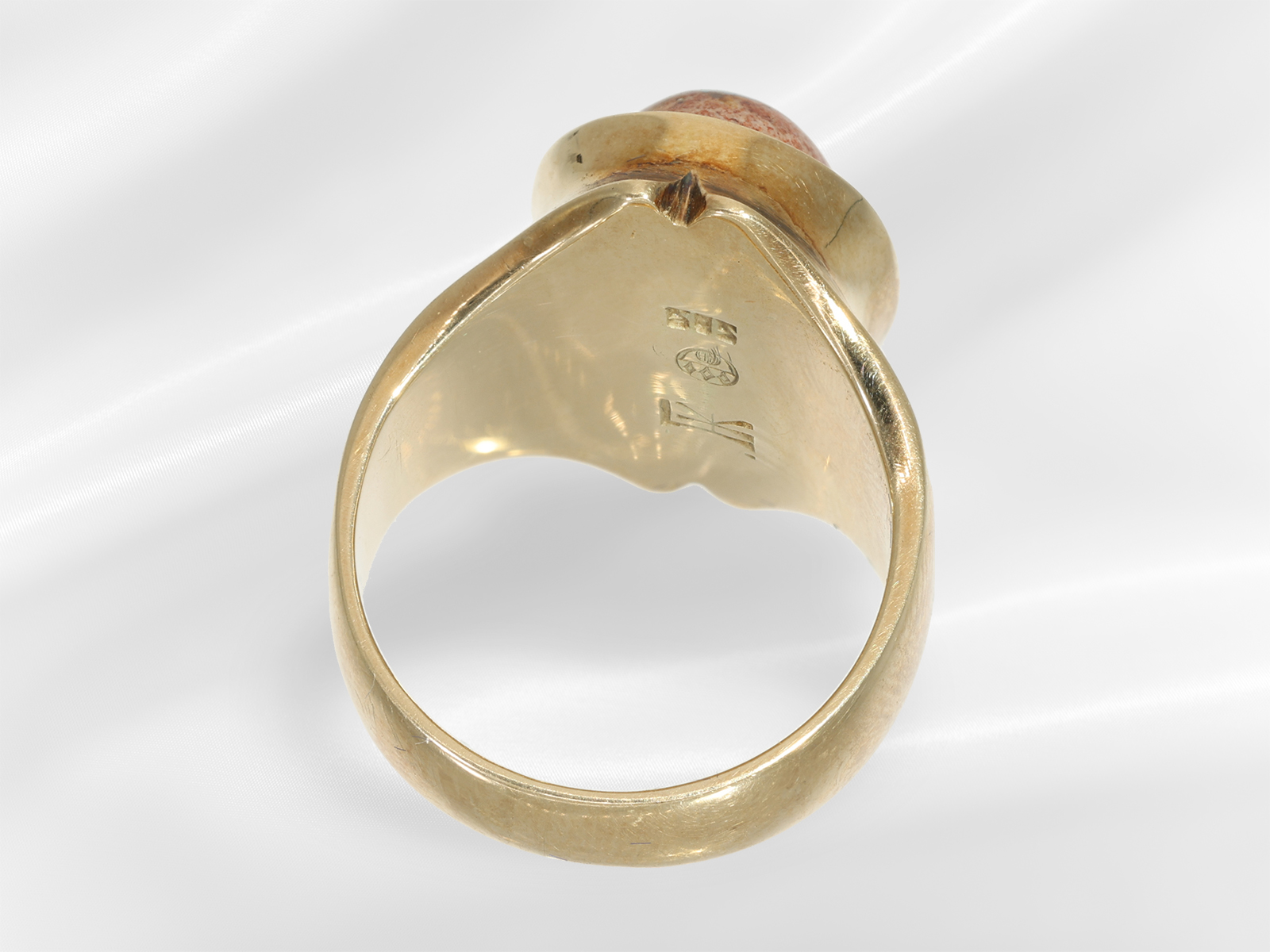 Ring: interesting gold jewellery ring with very beautiful opal, 14K gold - Image 5 of 5