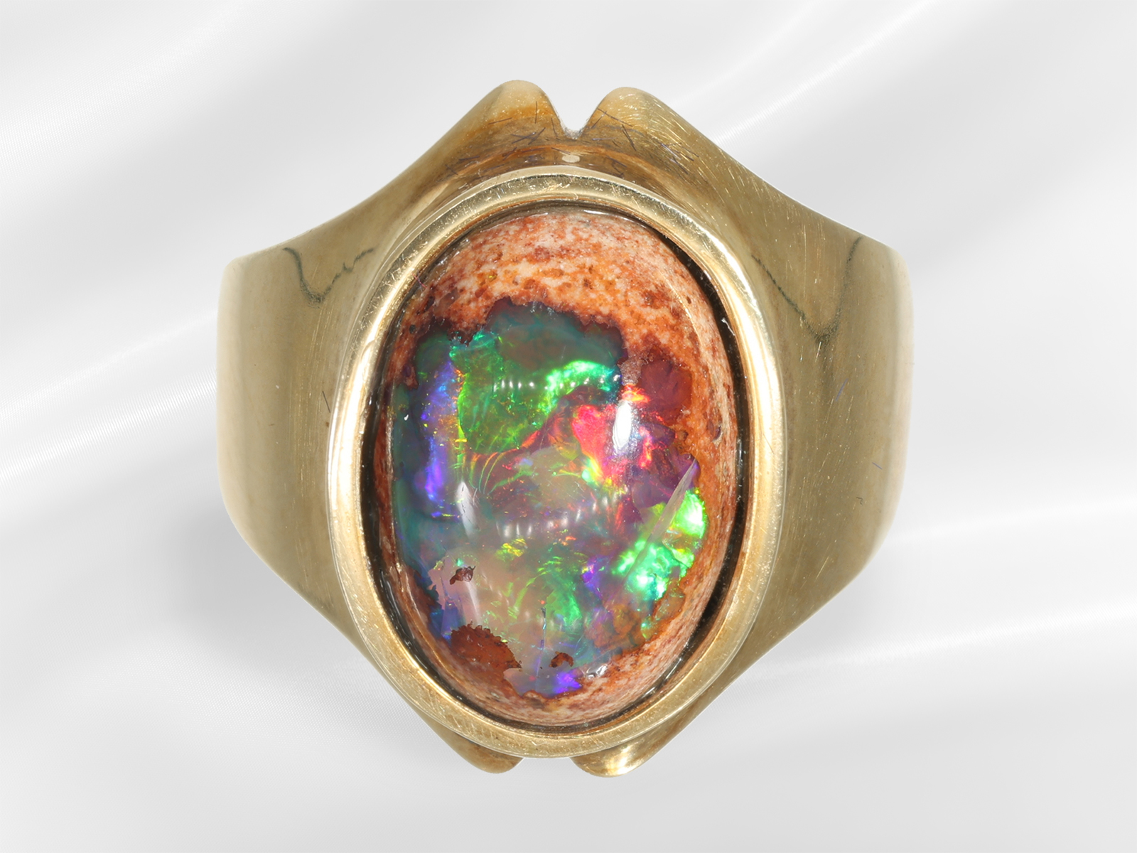 Ring: interesting gold jewellery ring with very beautiful opal, 14K gold - Image 2 of 5