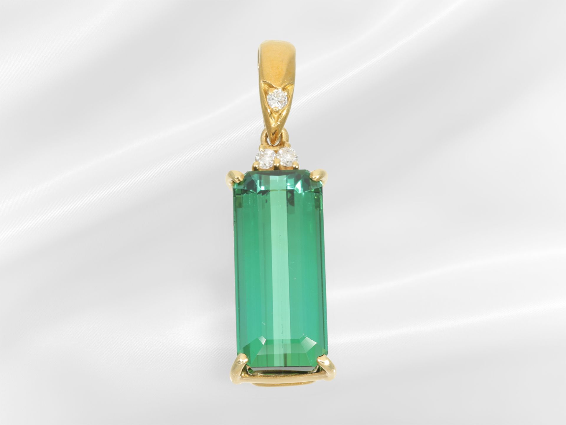 Pendant: goldsmith work with a fine tourmaline of approx. 8.77ct and brilliant-cut diamonds - Image 2 of 4
