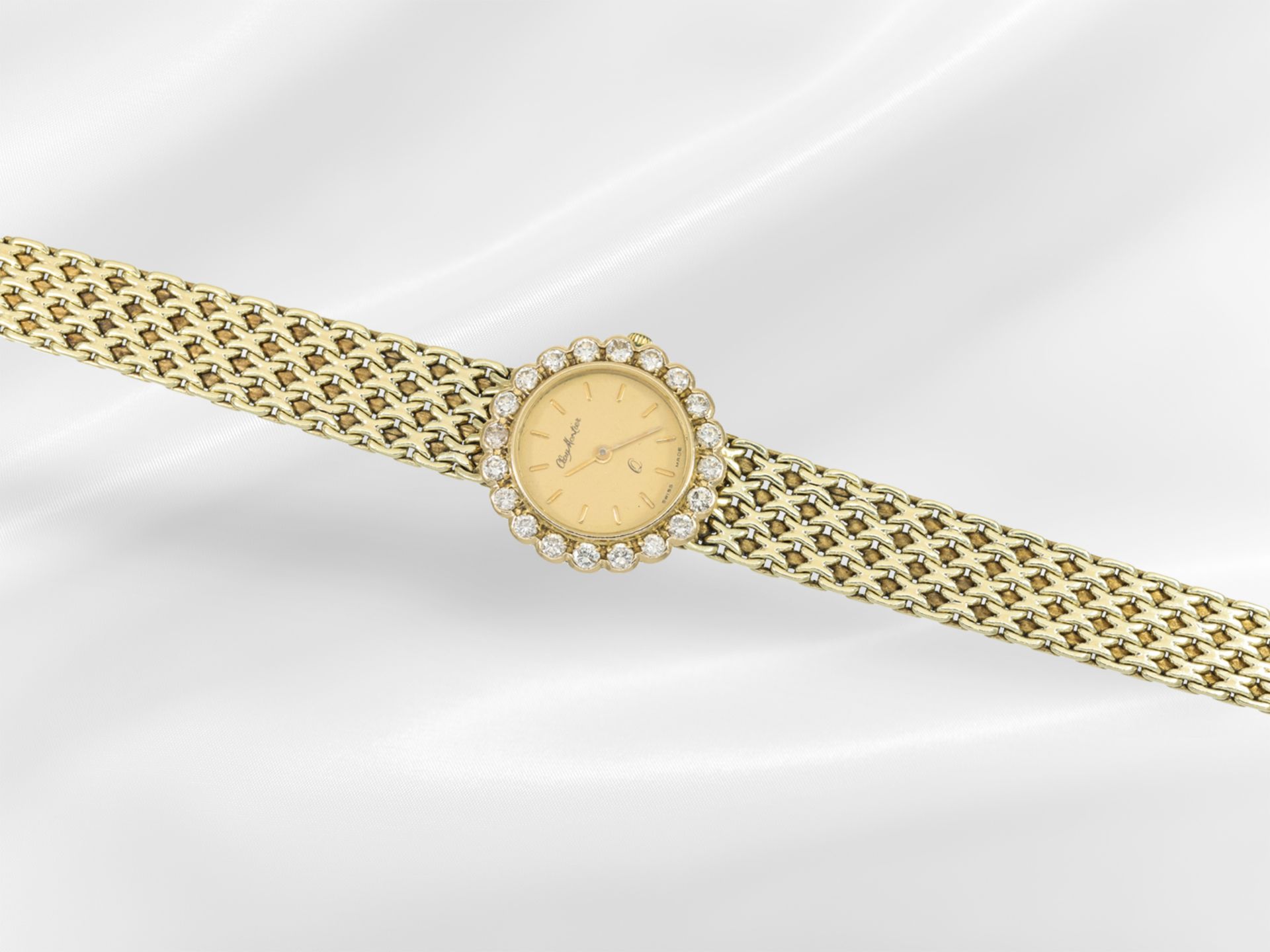 Armbanduhr: goldene vintage Damenuhr der Marke "Clay Montier" mit Brillantbesatz - Bild 2 aus 4