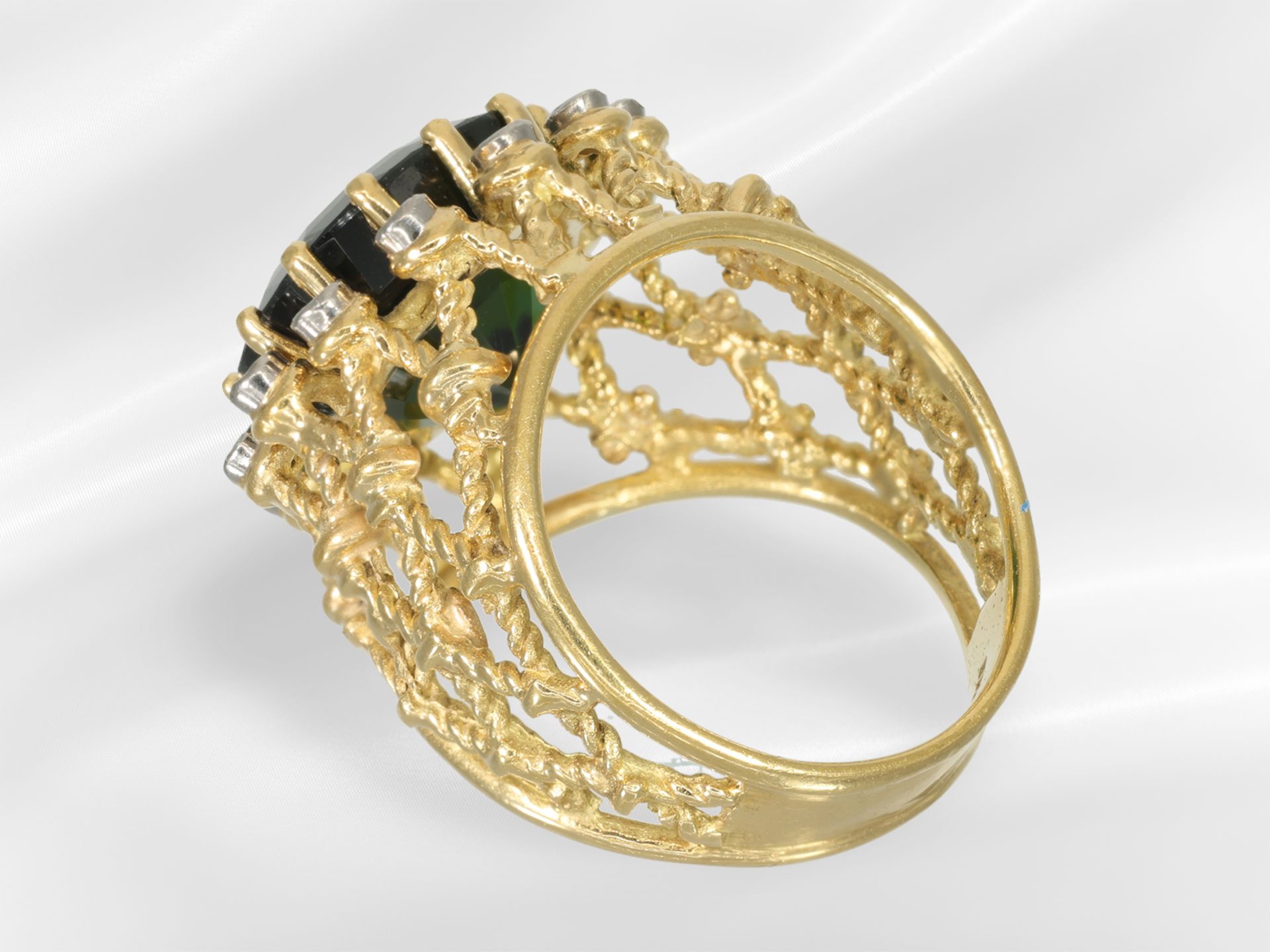 Ring: very decoratively crafted vintage goldsmith ring with a large tourmaline of approx. 7.3ct - Image 4 of 4