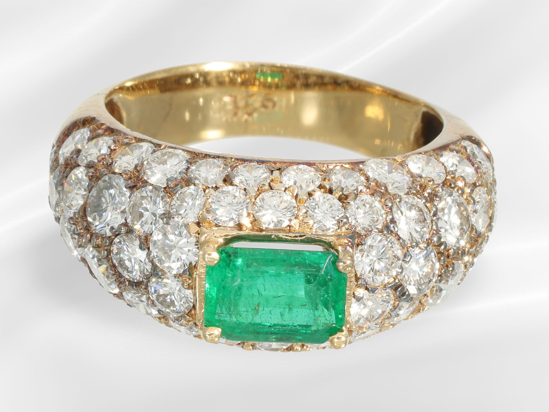 Ring: very decorative vintage emerald/brilliant-cut diamond gold ring, approx. 5ct - Image 3 of 4