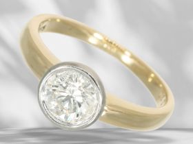 Ring: Brillant-Solitär-Goldschmiedering, großer Brillant von ca. 1,3ct