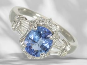 Ring: hochwertiger, neuwertiger Saphir/Diamantring, Platin, 3,11ct