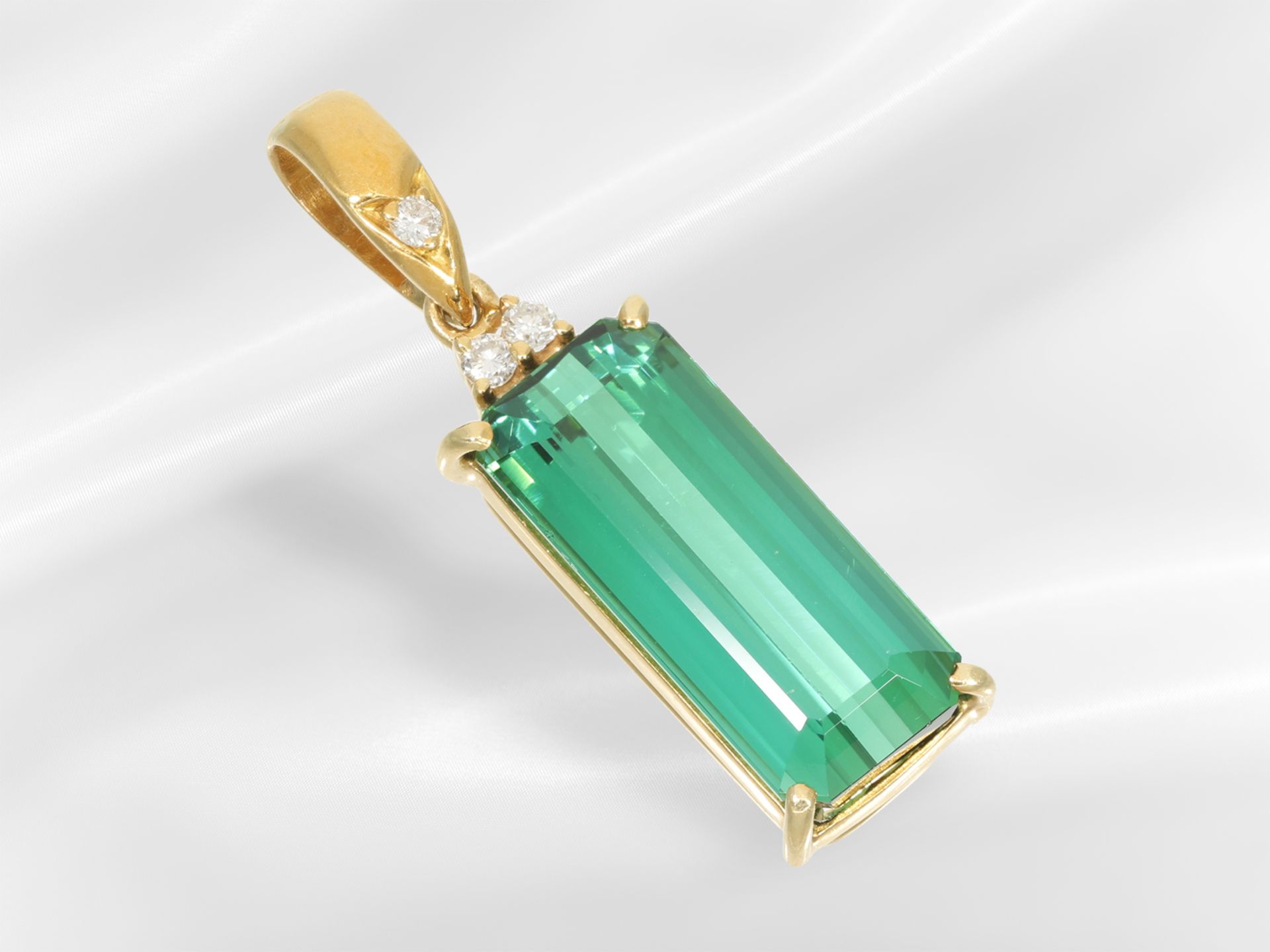 Pendant: goldsmith work with a fine tourmaline of approx. 8.77ct and brilliant-cut diamonds - Image 4 of 4