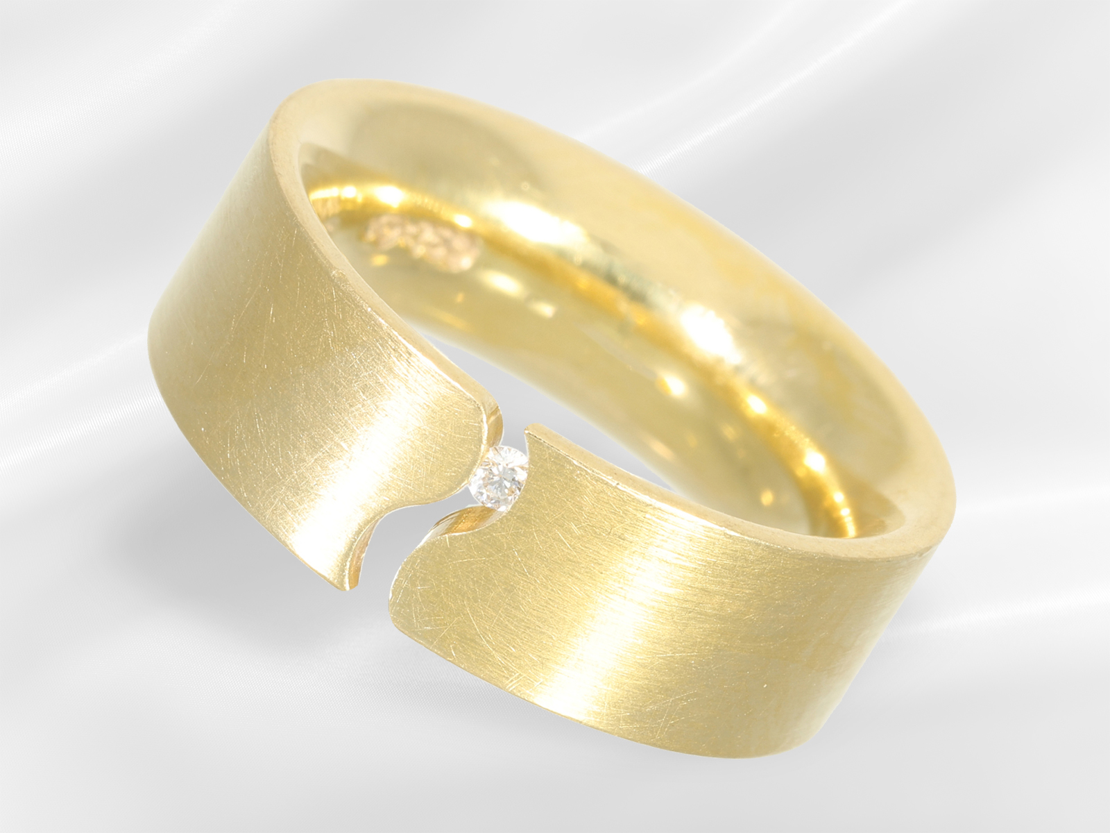 Ring: high-quality, modern, heavy brilliant-cut diamond tension ring by Niessing
