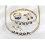 Necklace/bracelet/ring/earrings: extremely luxurious jewellery set with sapphires and brilliant-cut 