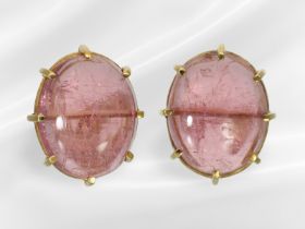 Ohrringe: vintage Ohrclips mit großen pinken Turmalinen, ca.20ct