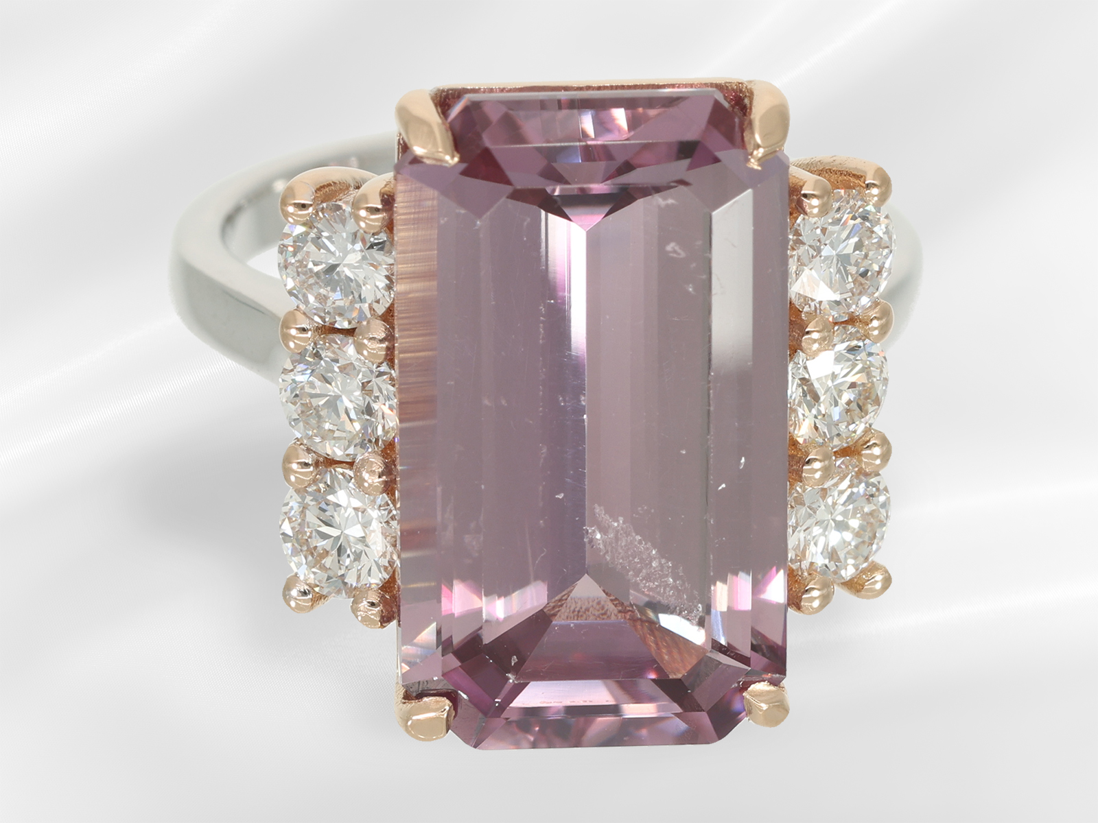 Ring: gold ring with pink diaspore "sultanite" with colour change and fine brilliant-cut diamonds, a - Image 6 of 7