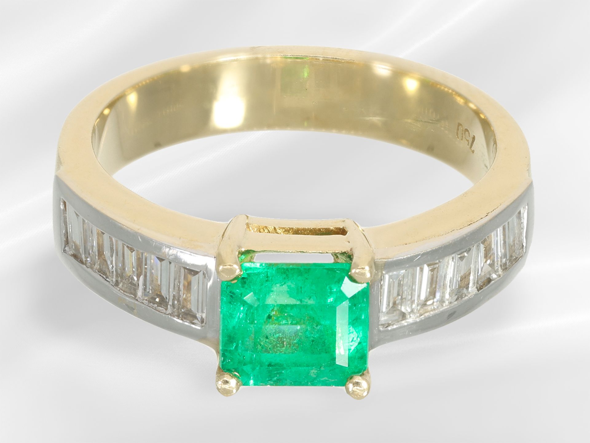 Ring: moderner und solider Smaragd-Diamant-Goldschmiedering, ca. 2,2ct - Bild 2 aus 7