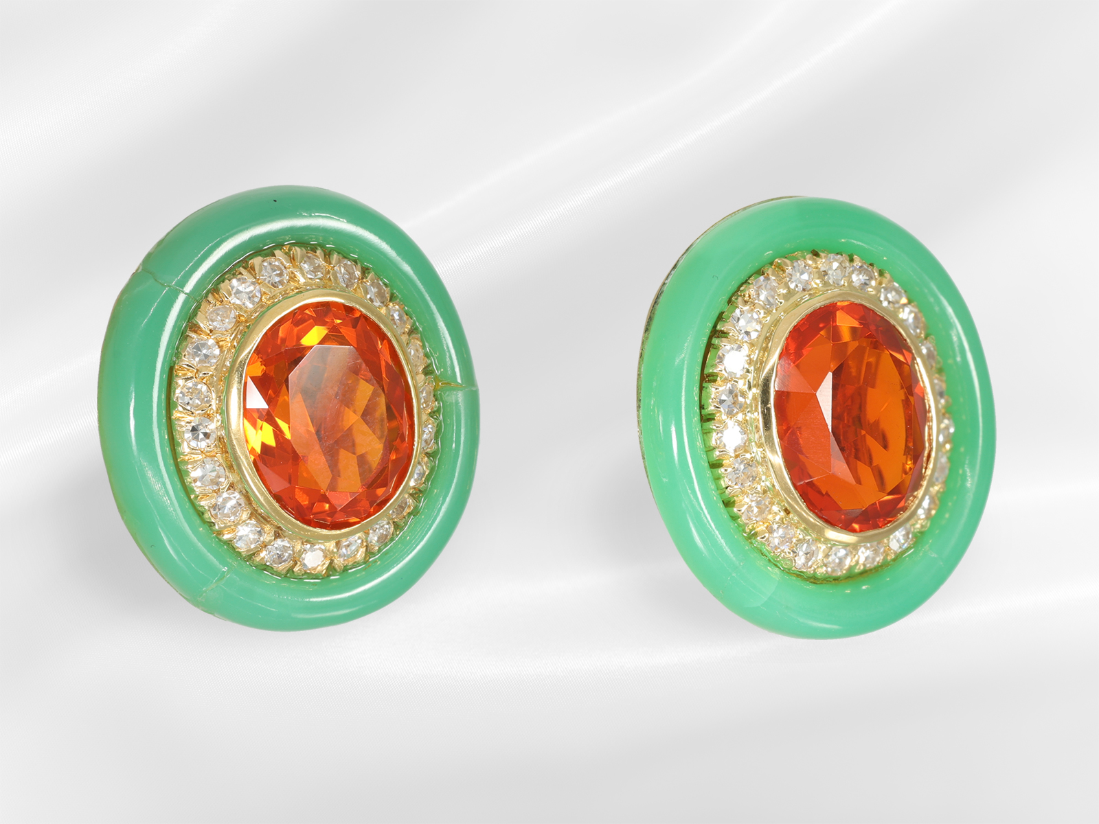 Extremely decorative interchangeable necklace clasp with beautiful fire opal, diamonds, chrysoprase  - Image 6 of 8