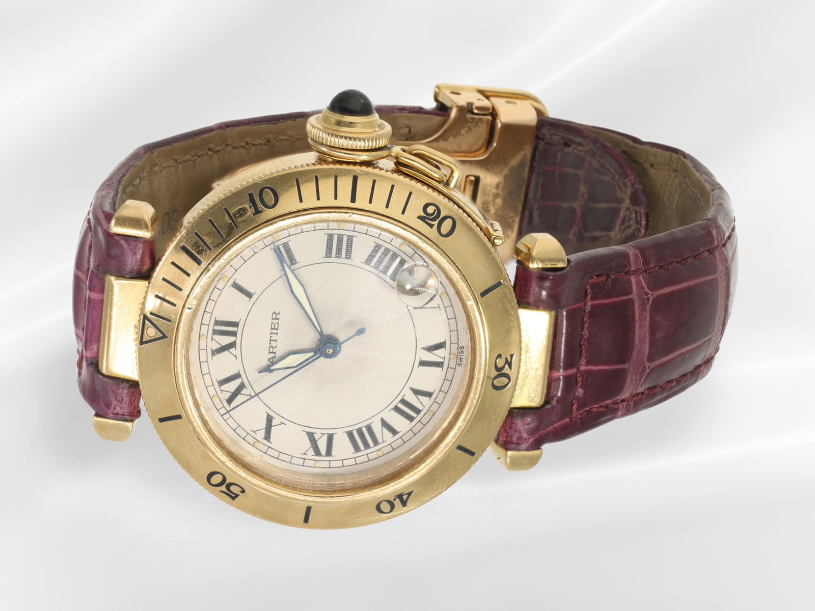 Wristwatch: luxury Cartier Pasha Automatic Medium Ref.1035, 18K gold men's watch with original brace - Image 2 of 4